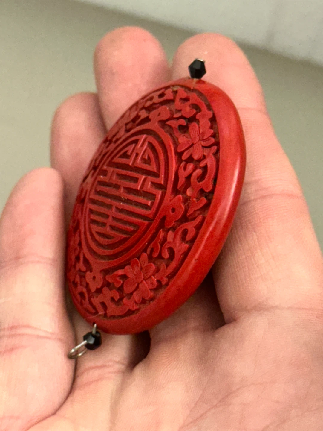 Vintage chinese cinnabar medalion - photo 3