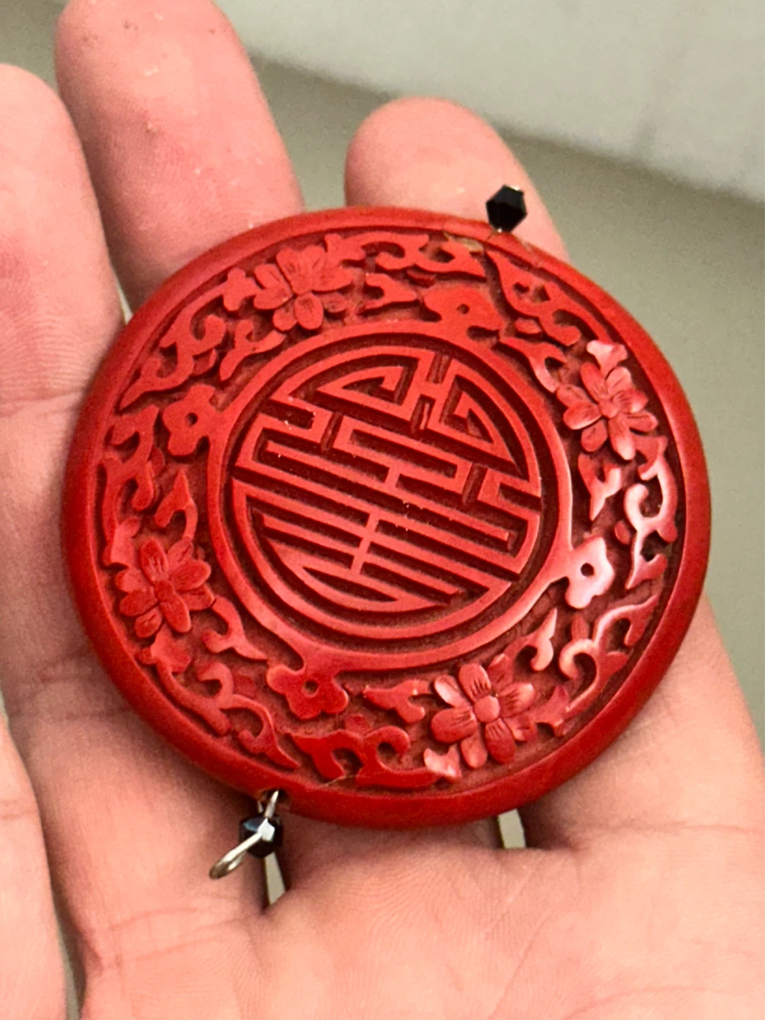 Vintage chinese cinnabar medalion - photo 2