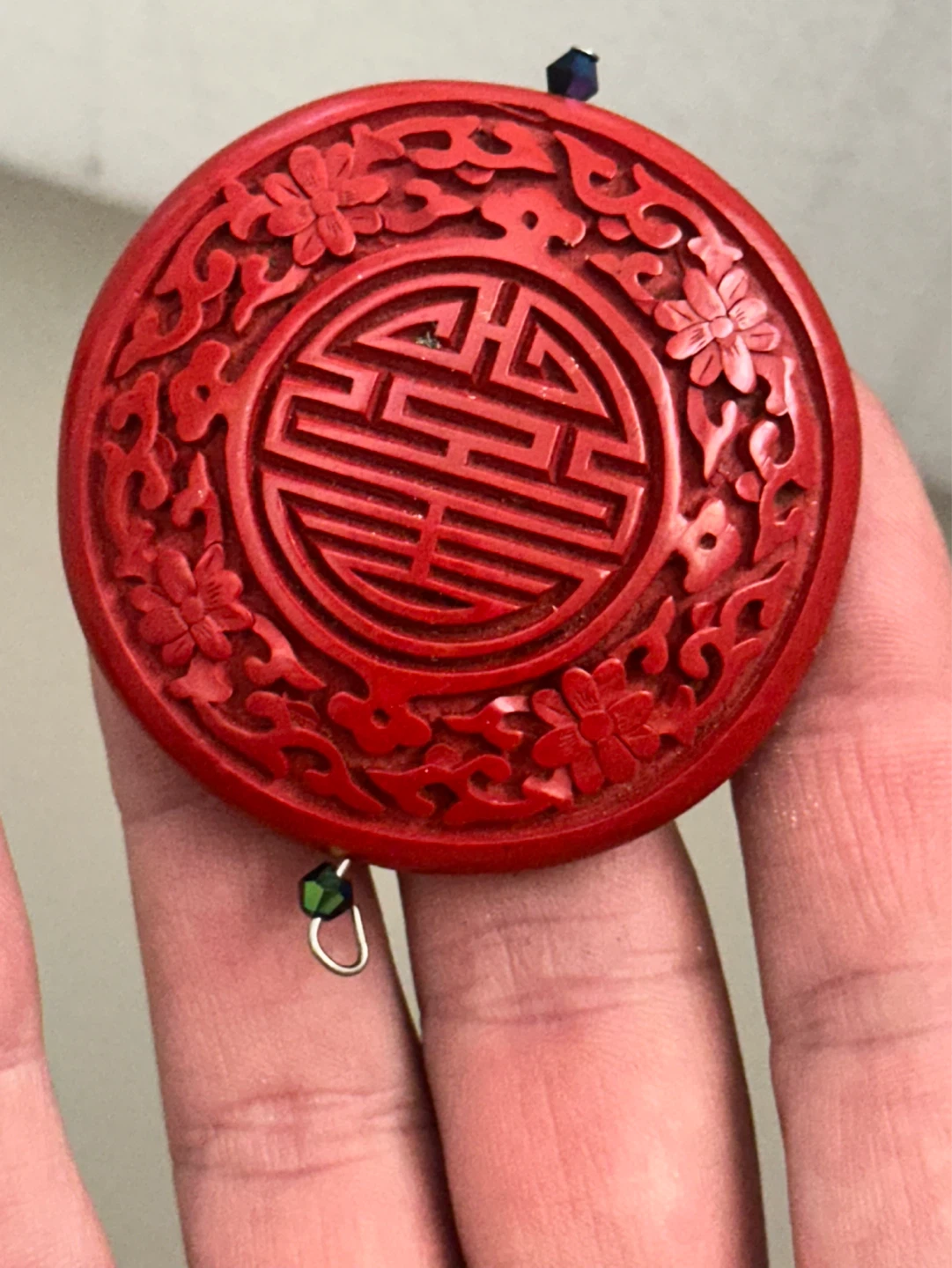 Vintage chinese cinnabar medalion
