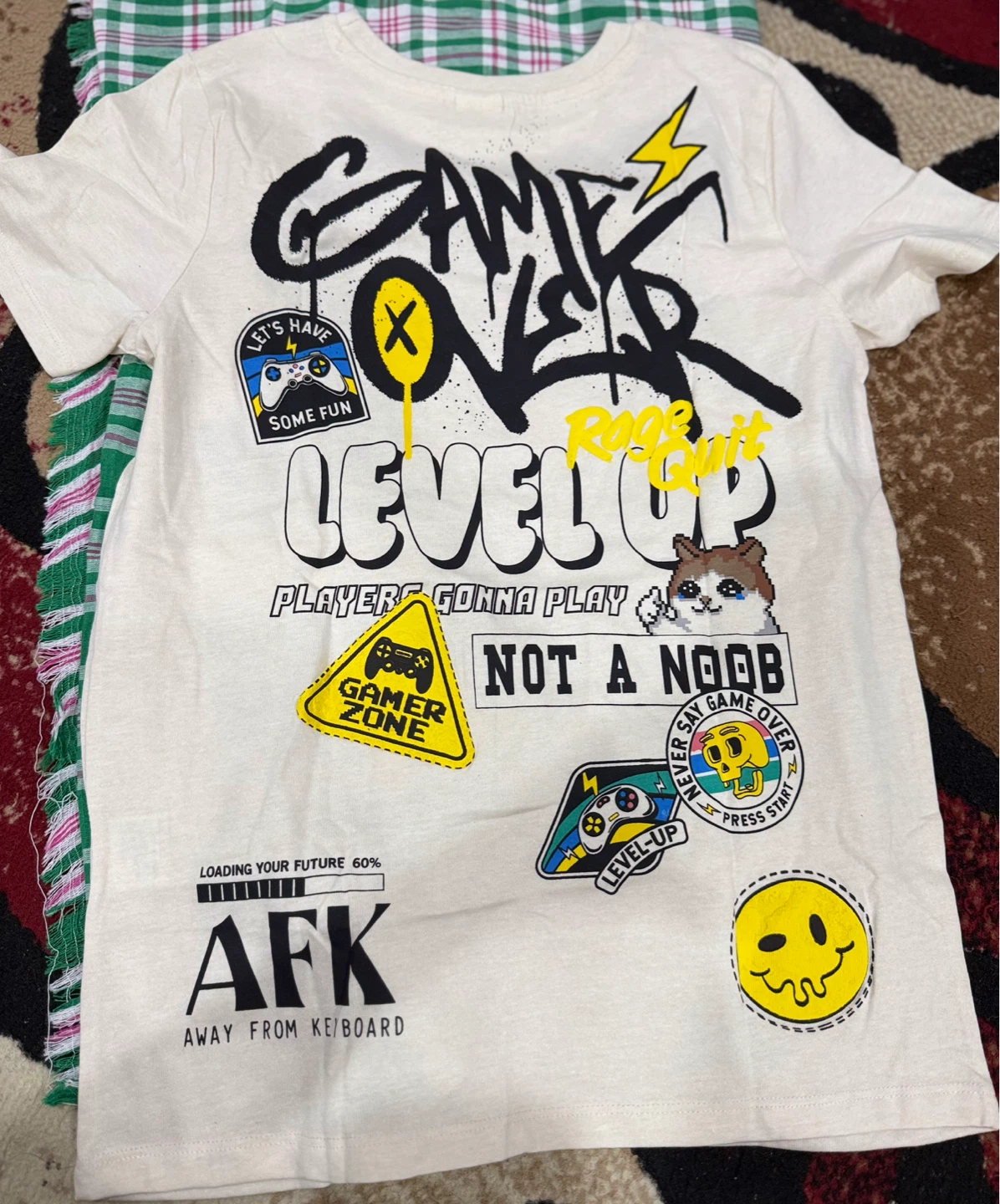 White Kids T-Shirt with 'Game Over' and Los Angeles Graphics - photo 2