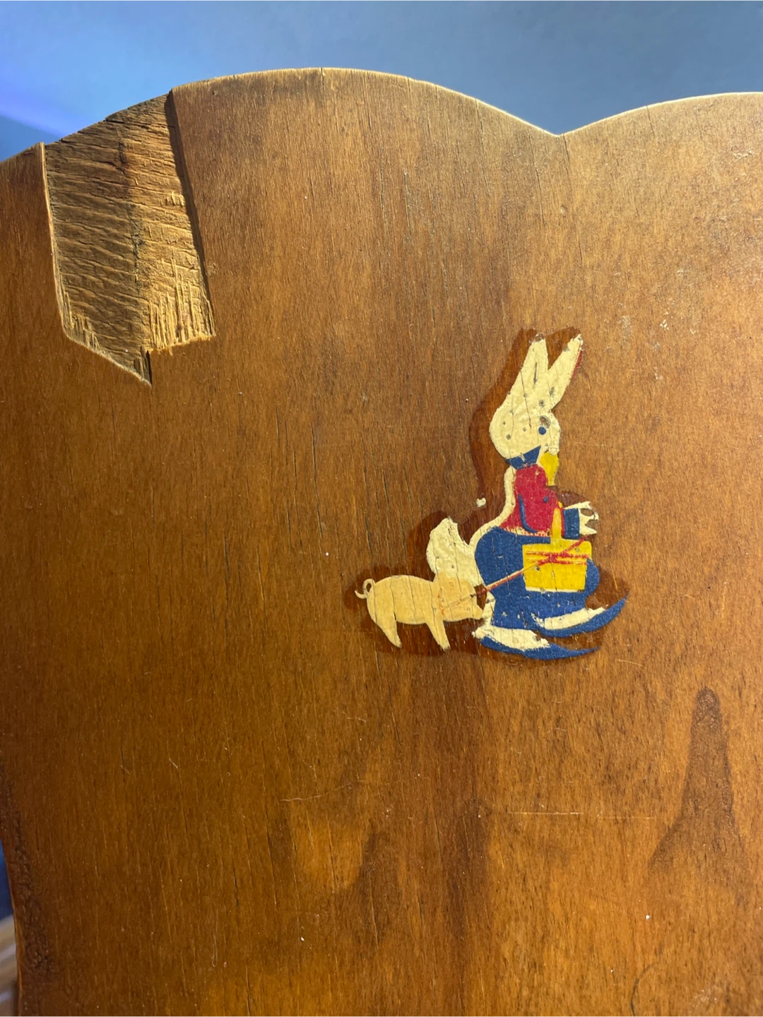 Wooden Baby High Chair with Bunny Decal - photo 2