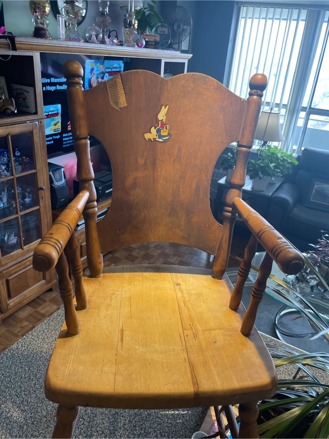 Wooden Baby High Chair with Bunny Decal - photo 3