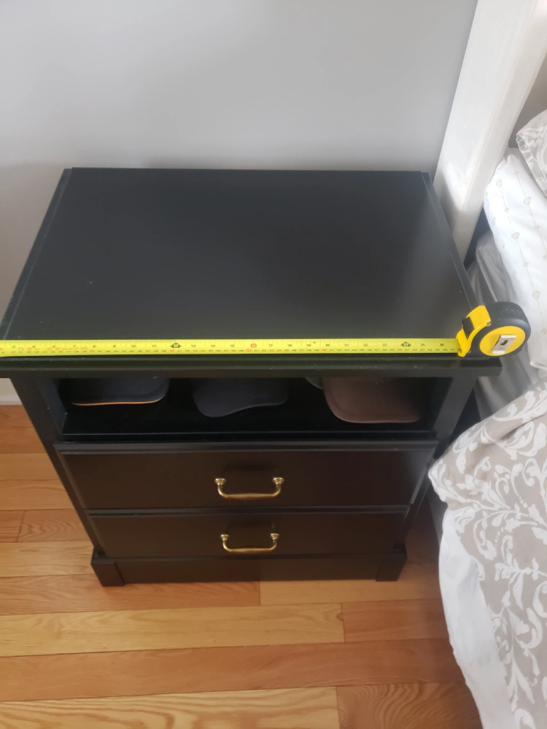 Black 3-Drawer Nightstand - photo 2