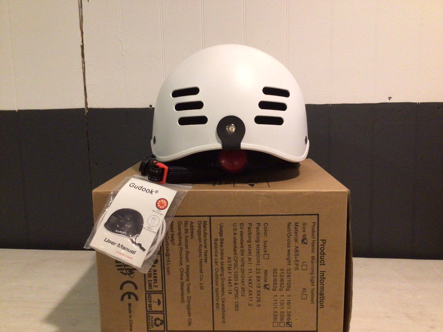 Adult bike helmet with light