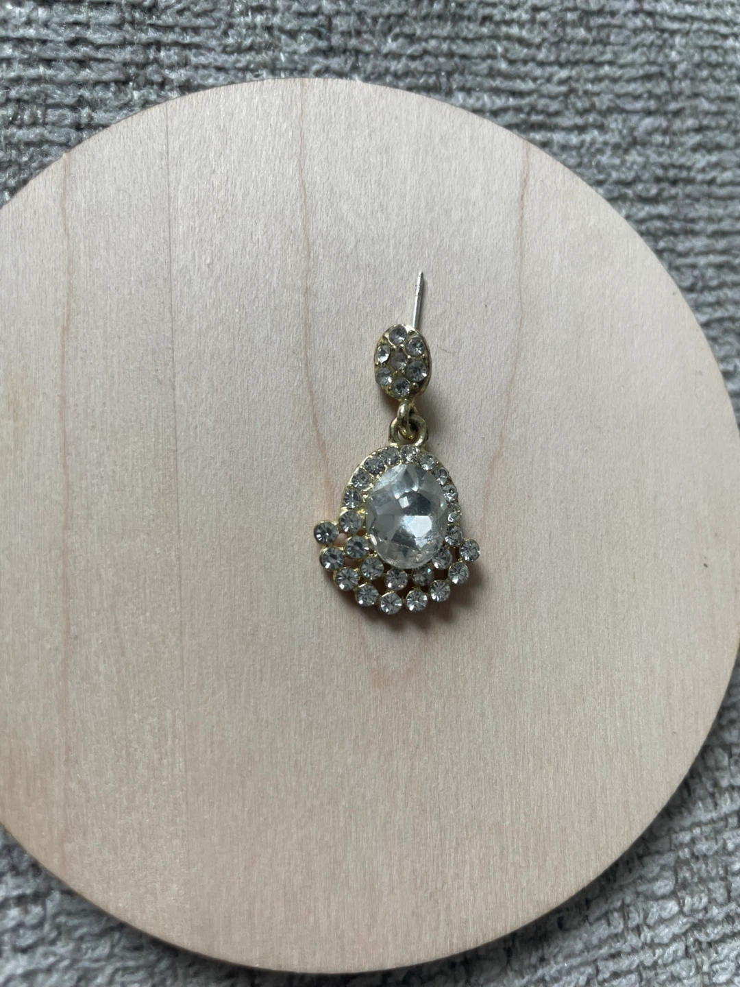 Gold-tone drop earring with clear stones - photo 2