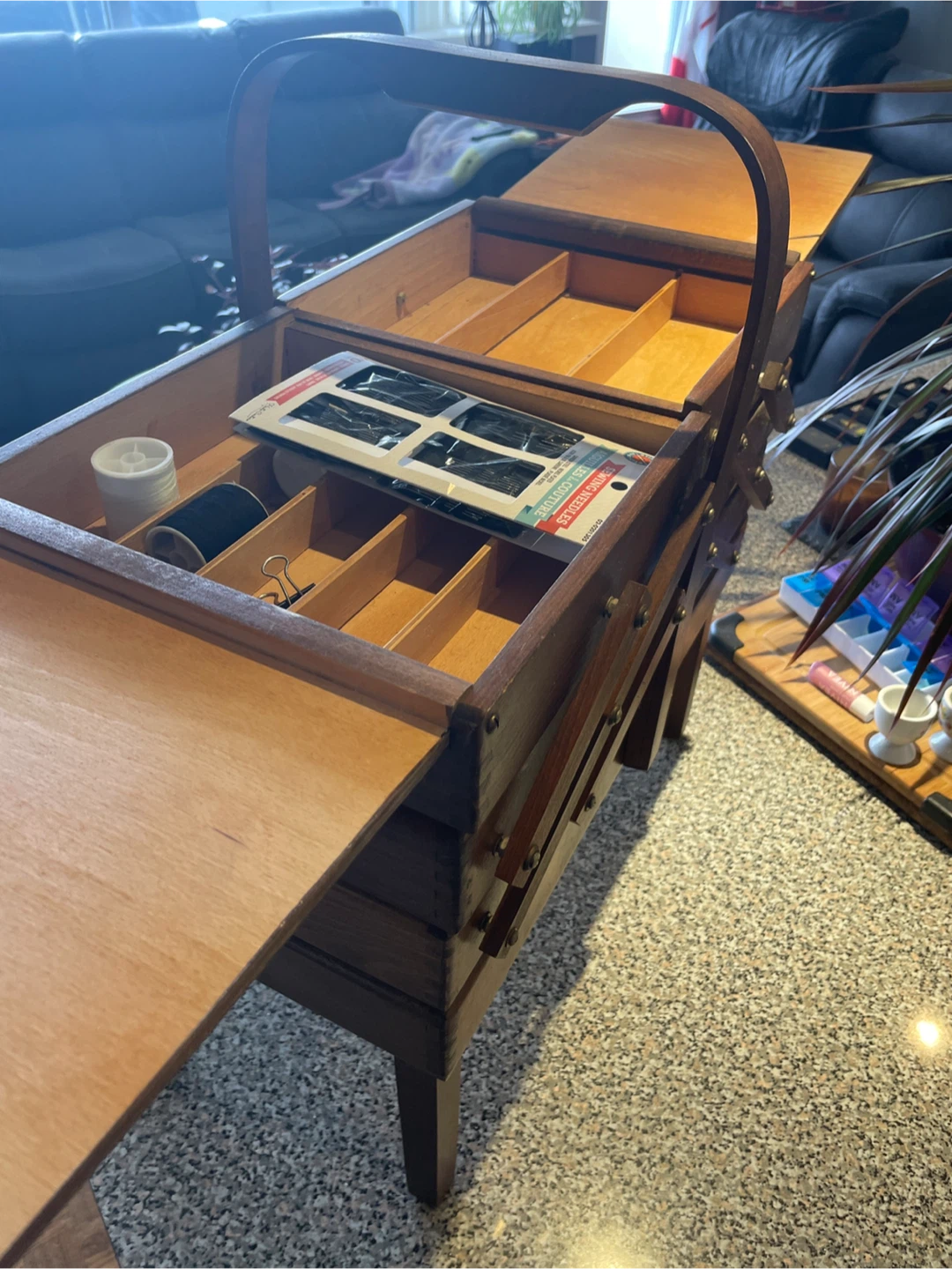 Wooden Sewing Box with Handle - photo 2