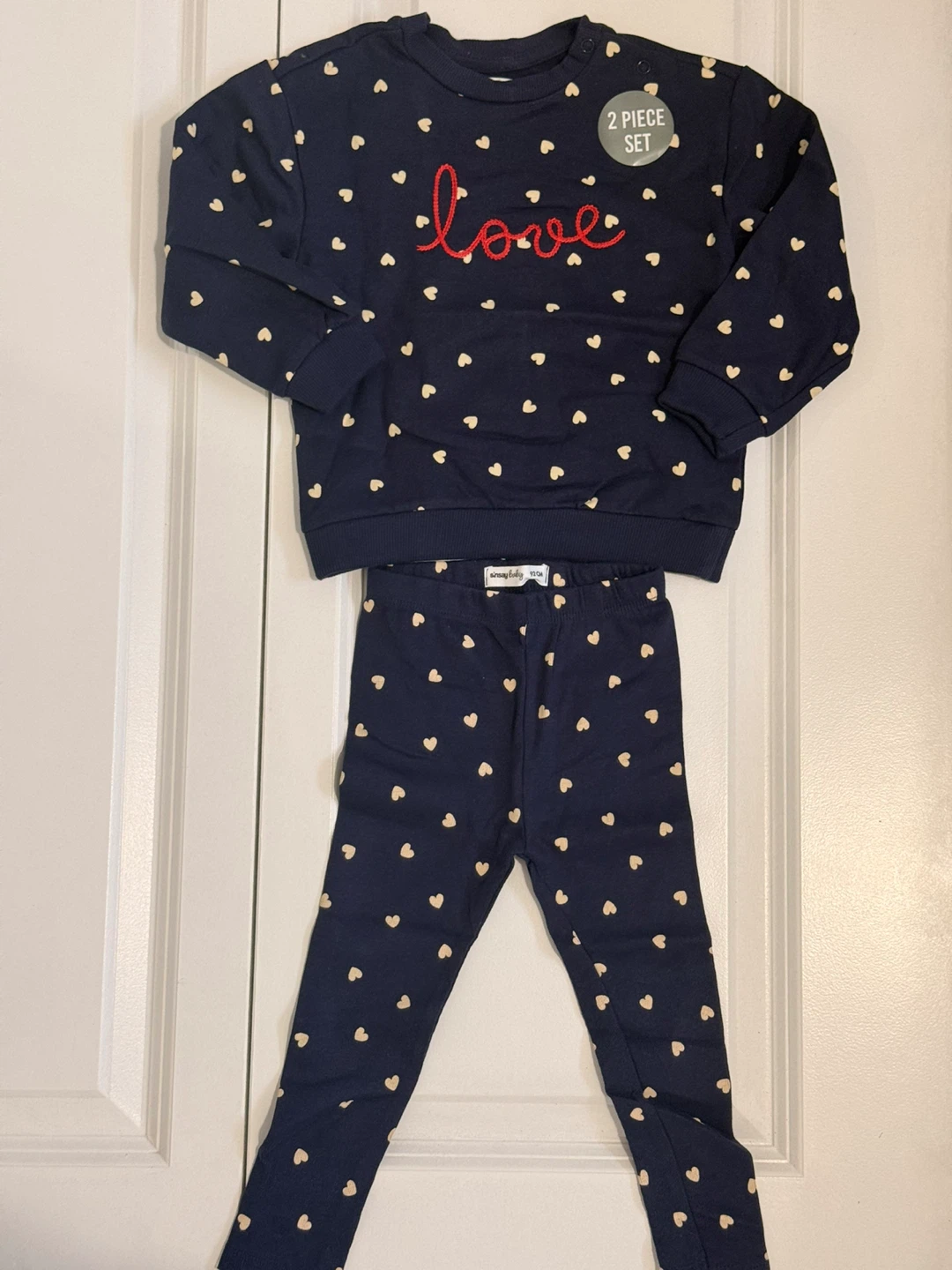 Baby Girl's 2-Piece "Love" Heart Sweatshirt and Leggings Set