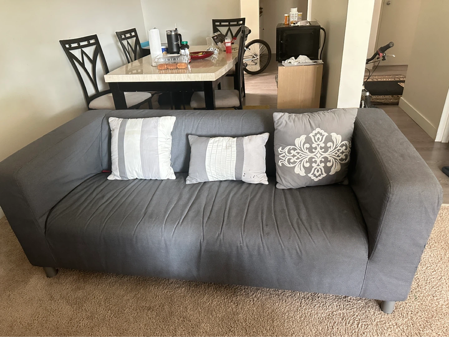Grey Sofa with Pillows