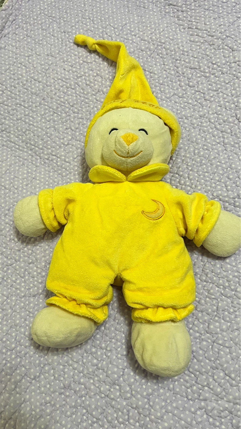 Yellow Plush Baby Teddy Bear with Nightcap
