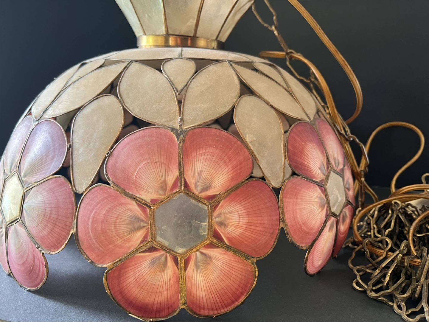 Vintage Shell Chandelier Pendant Light Fixture - photo 2