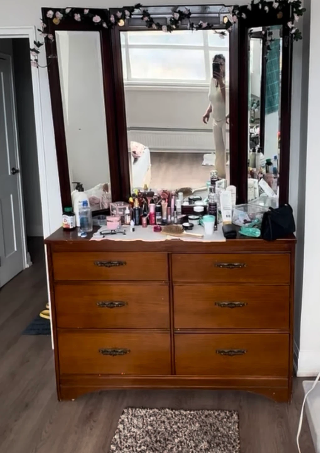 Wooden Dresser with Mirror