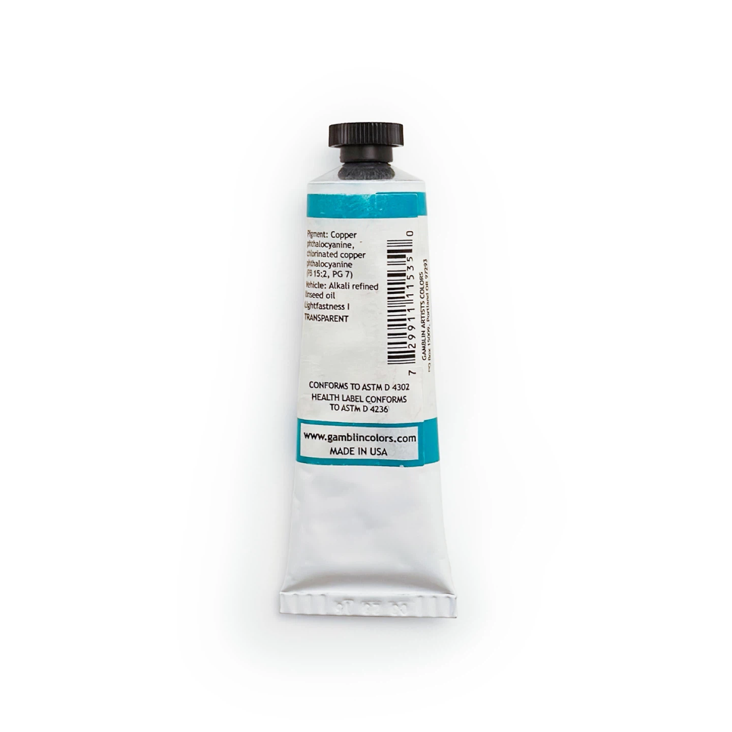 GAMBLIN Oil Color Tube, Phthalo Turquoise - photo 2
