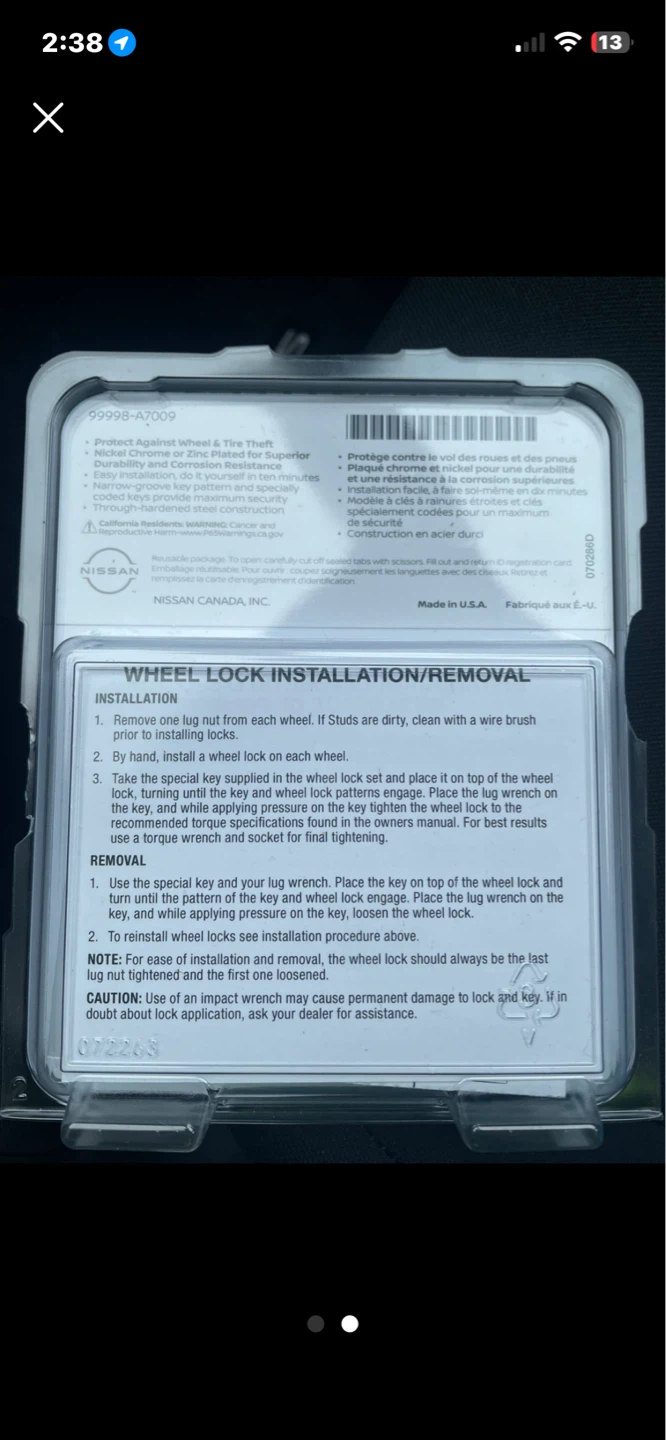 Nissan Wheel Locks Set For SUV - photo 2