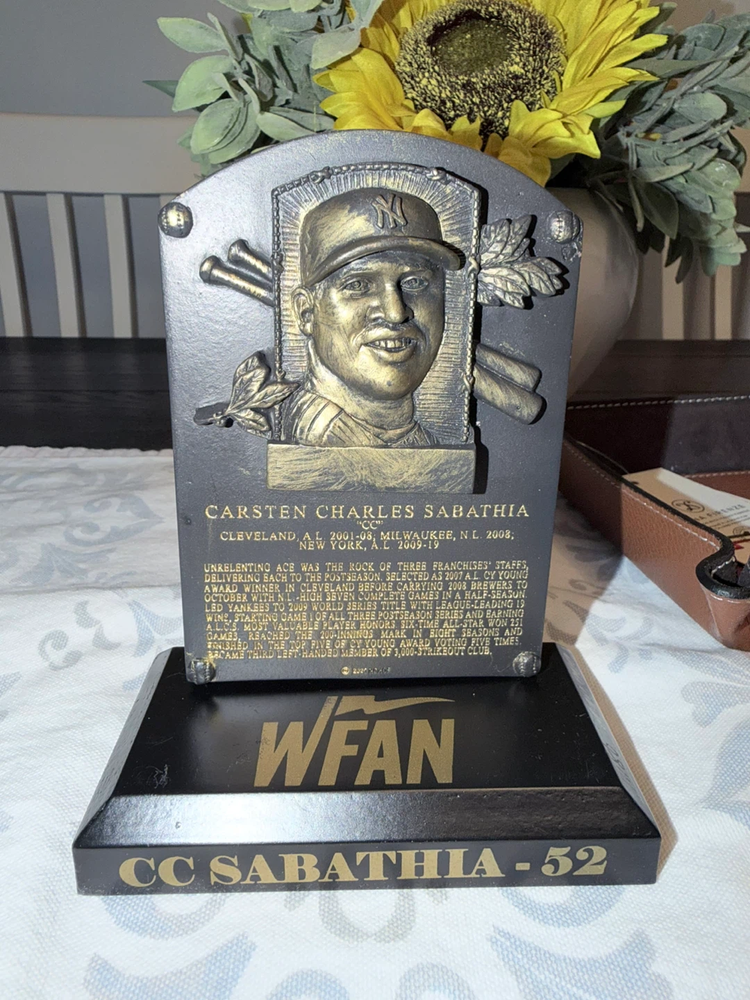 CC Sabathia Limited Edition WFAN Baseball Memorabilia Plaque
