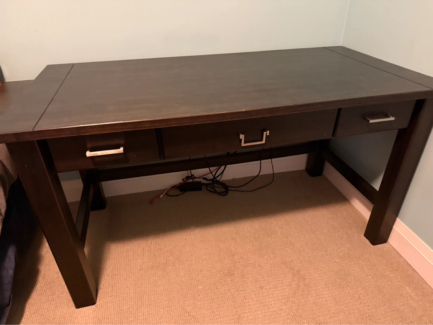 Dark Brown Desk with Drawers - photo 2