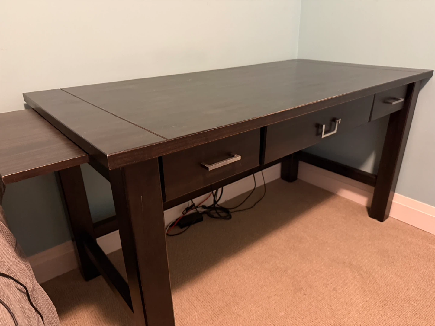 Dark Brown Desk with Drawers