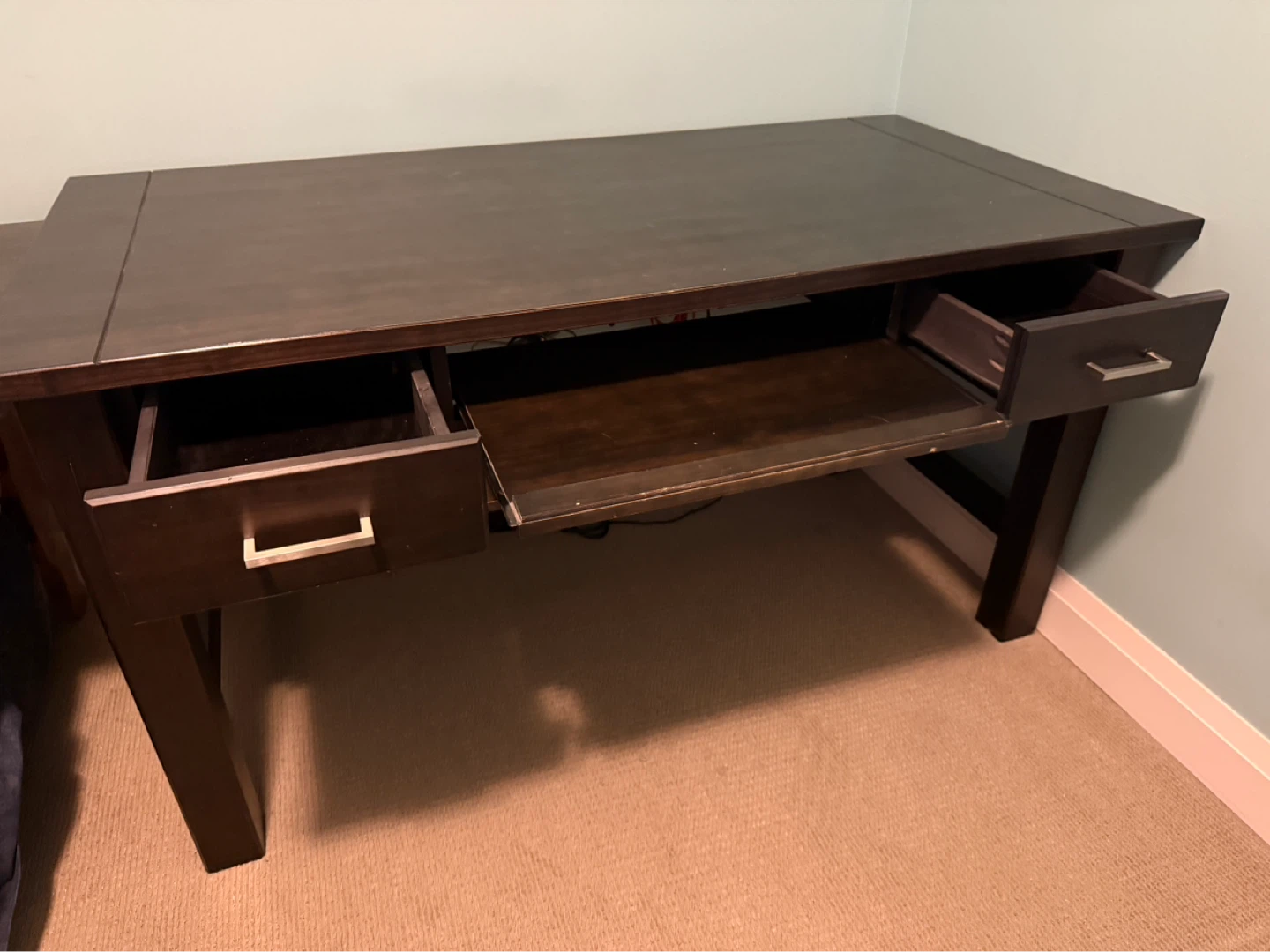 Dark Brown Desk with Drawers - photo 3