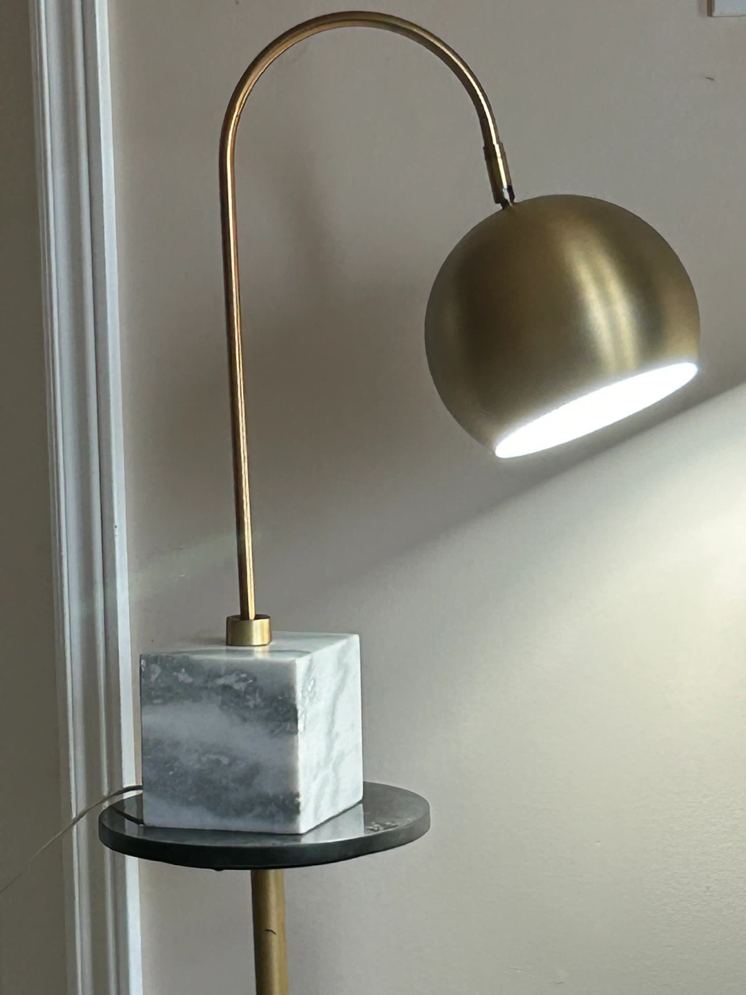 Brass Arc tall  Lamp with Marble Base