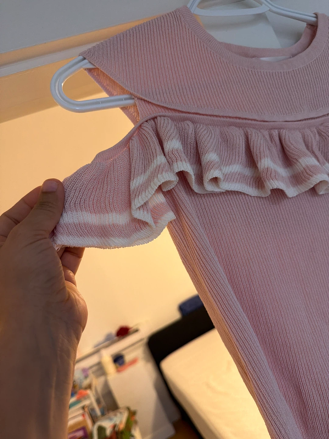 Pink Cold Shoulder Ruffle Top - bysugar - photo 4