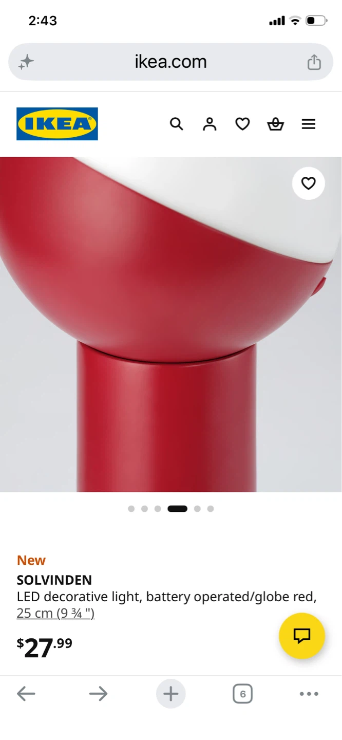 IKEA SOLVINDEN LED Decorative Light - Globe Red 25 cm - photo 5