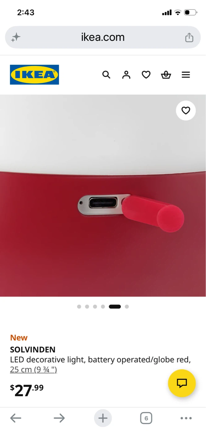 IKEA SOLVINDEN LED Decorative Light - Globe Red 25 cm - photo 2