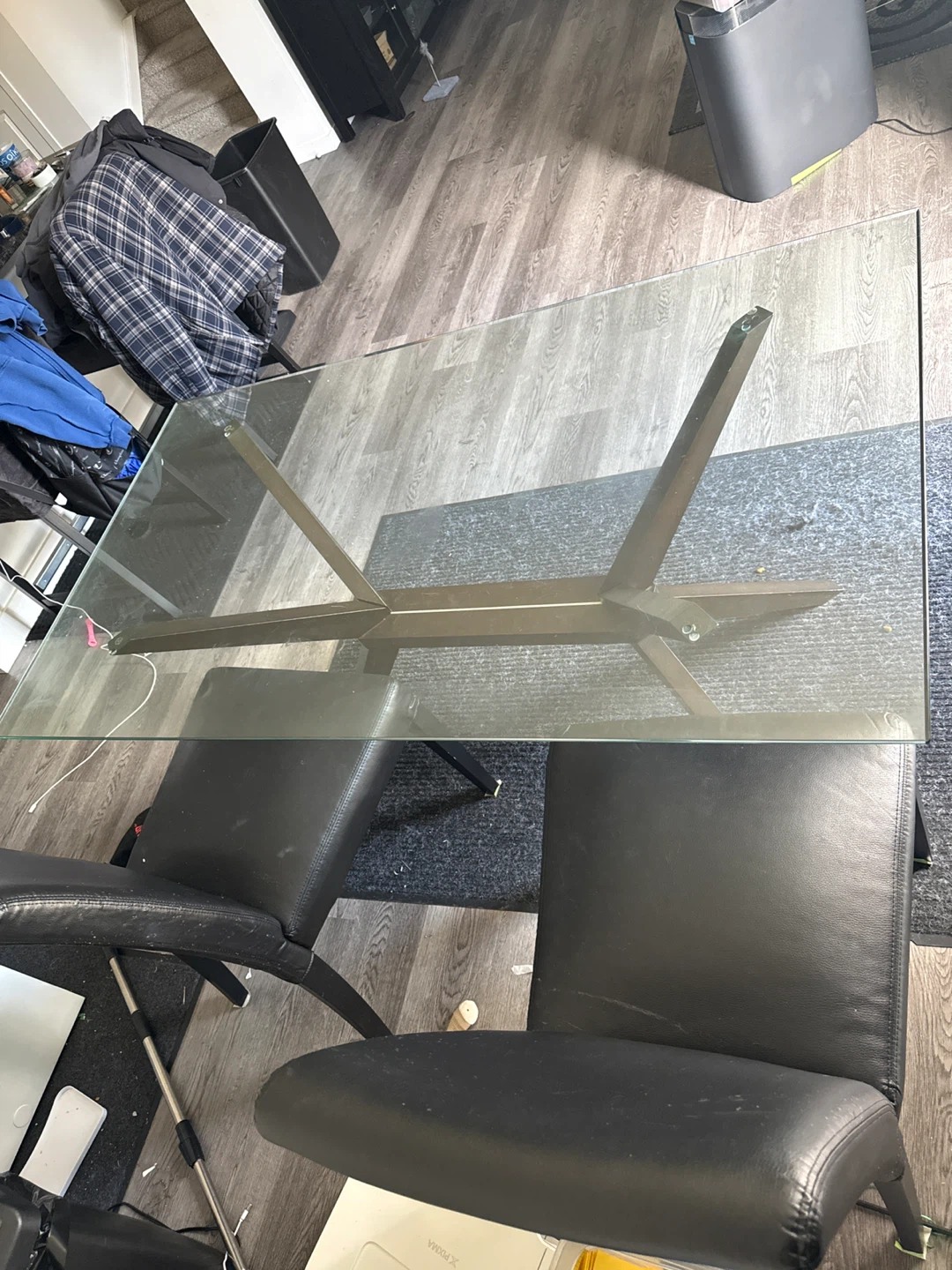 Glass Top Dining Table with wood base - photo 2