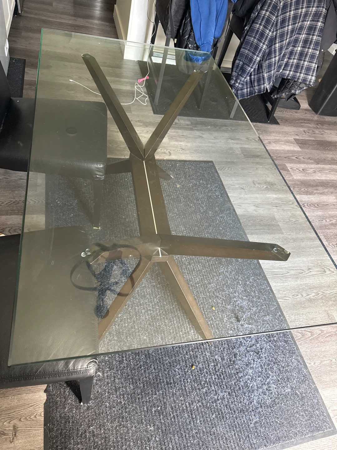 Glass Top Dining Table with wood base