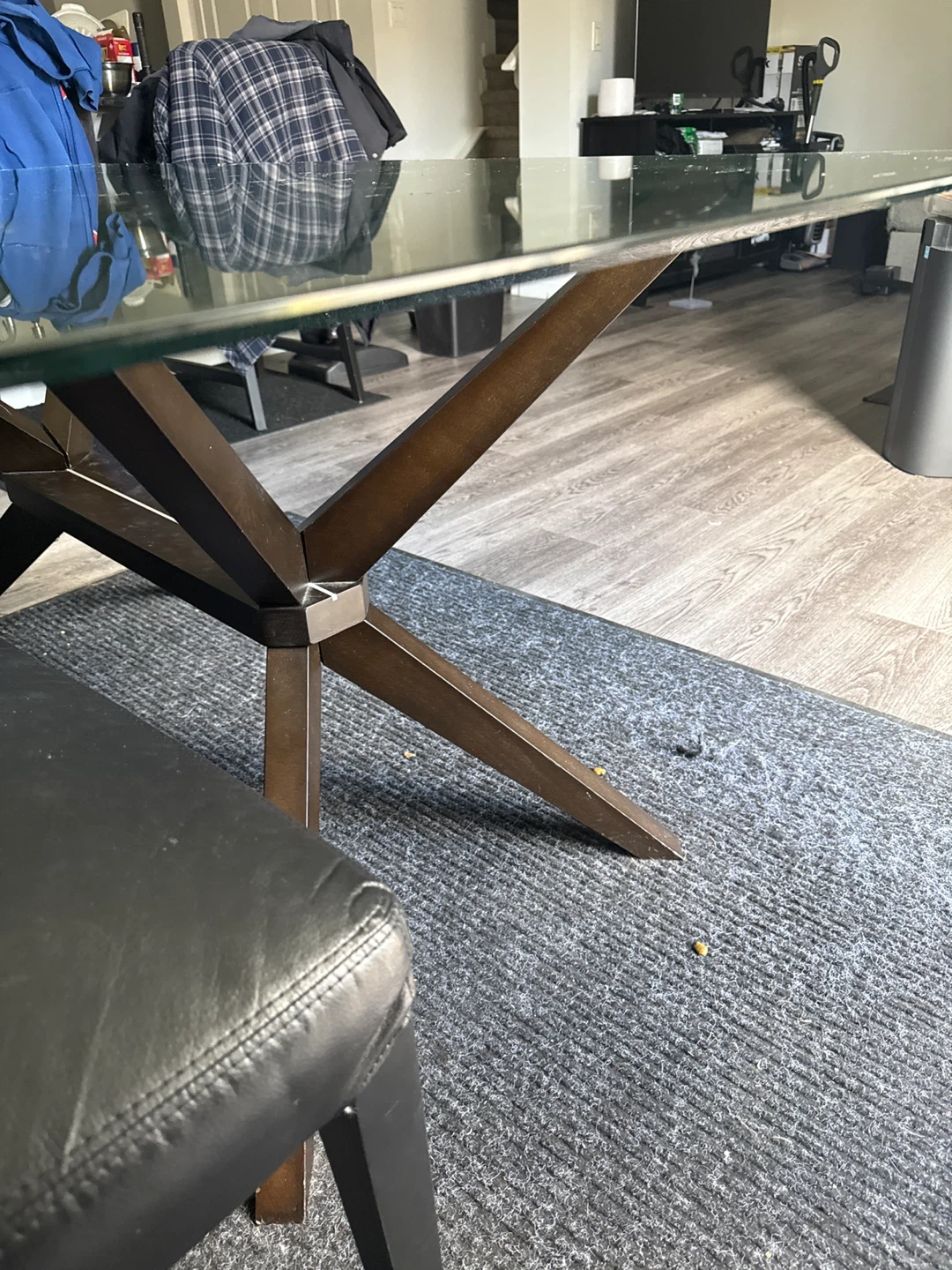 Glass Top Dining Table with wood base - photo 3