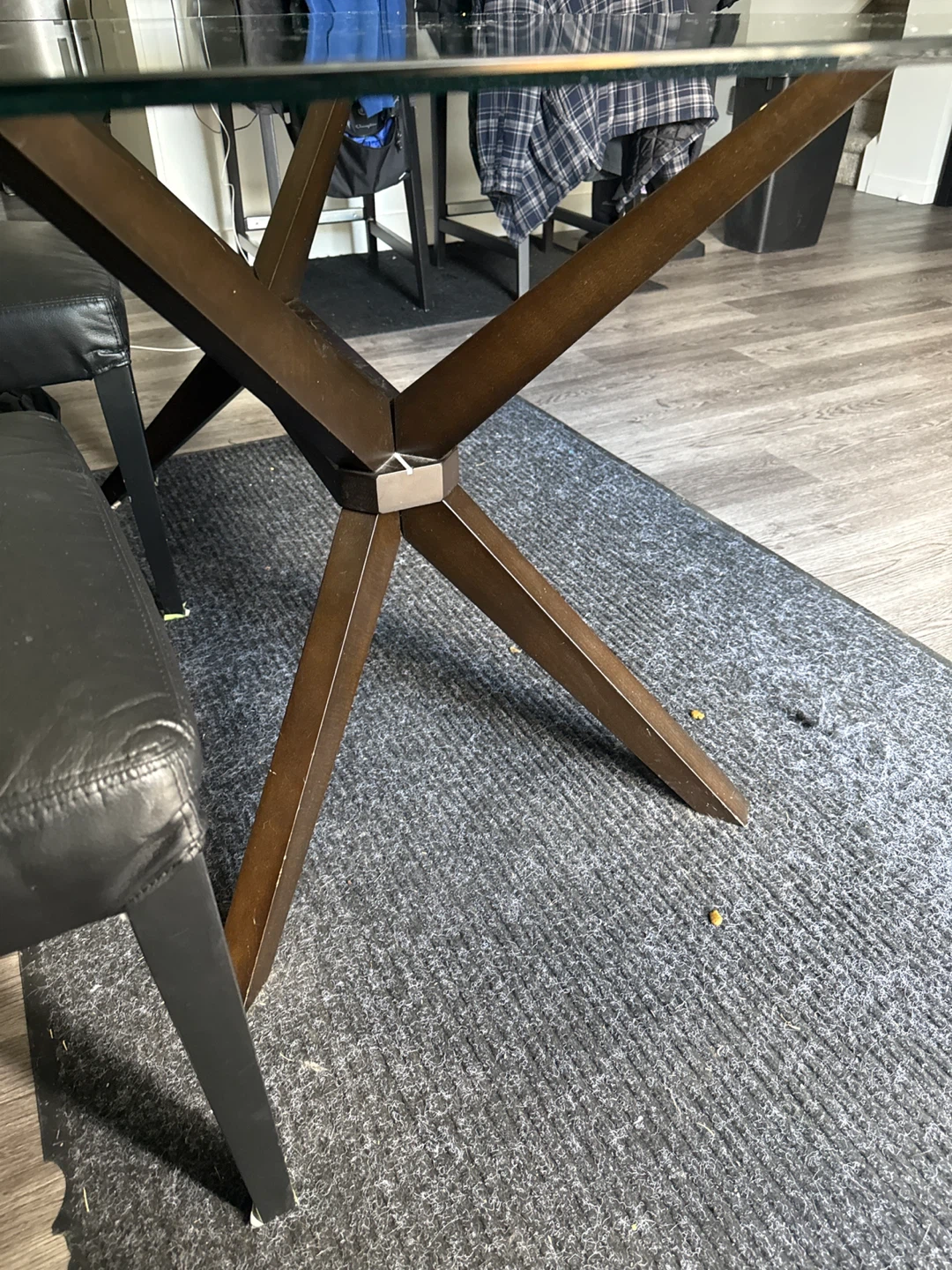 Glass Top Dining Table with wood base - photo 4