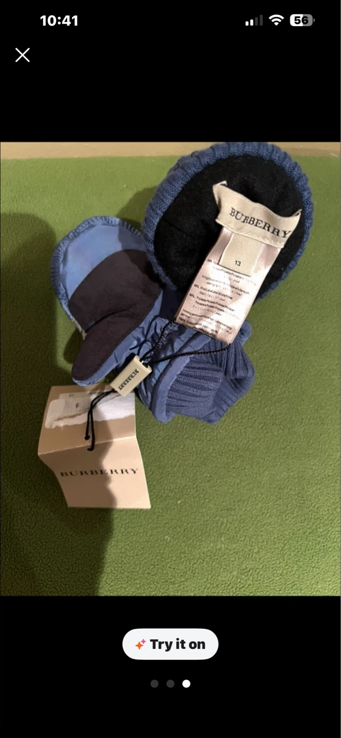 Burberry Kids Mittens - Blue Plaid - Size 13 - photo 2