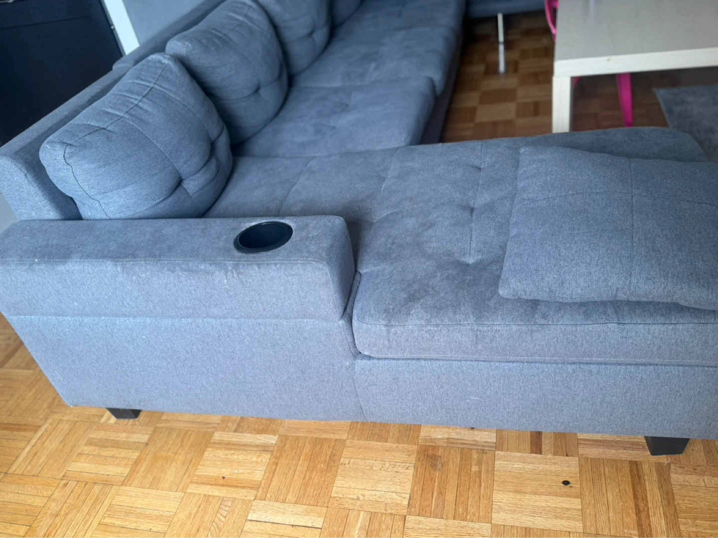 Grey Sectional Sofa with Cup Holder - photo 2