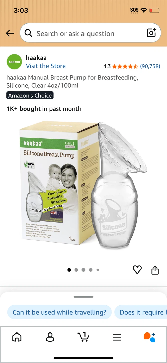 haakaa Manual Silicone Breast Pump Gen. 1 - 4oz/100ml - photo 2