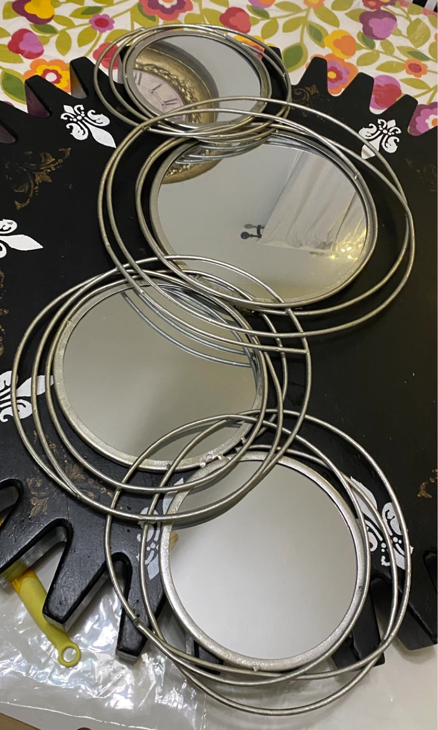 Silver Swirl Round Mirror Wall Decor