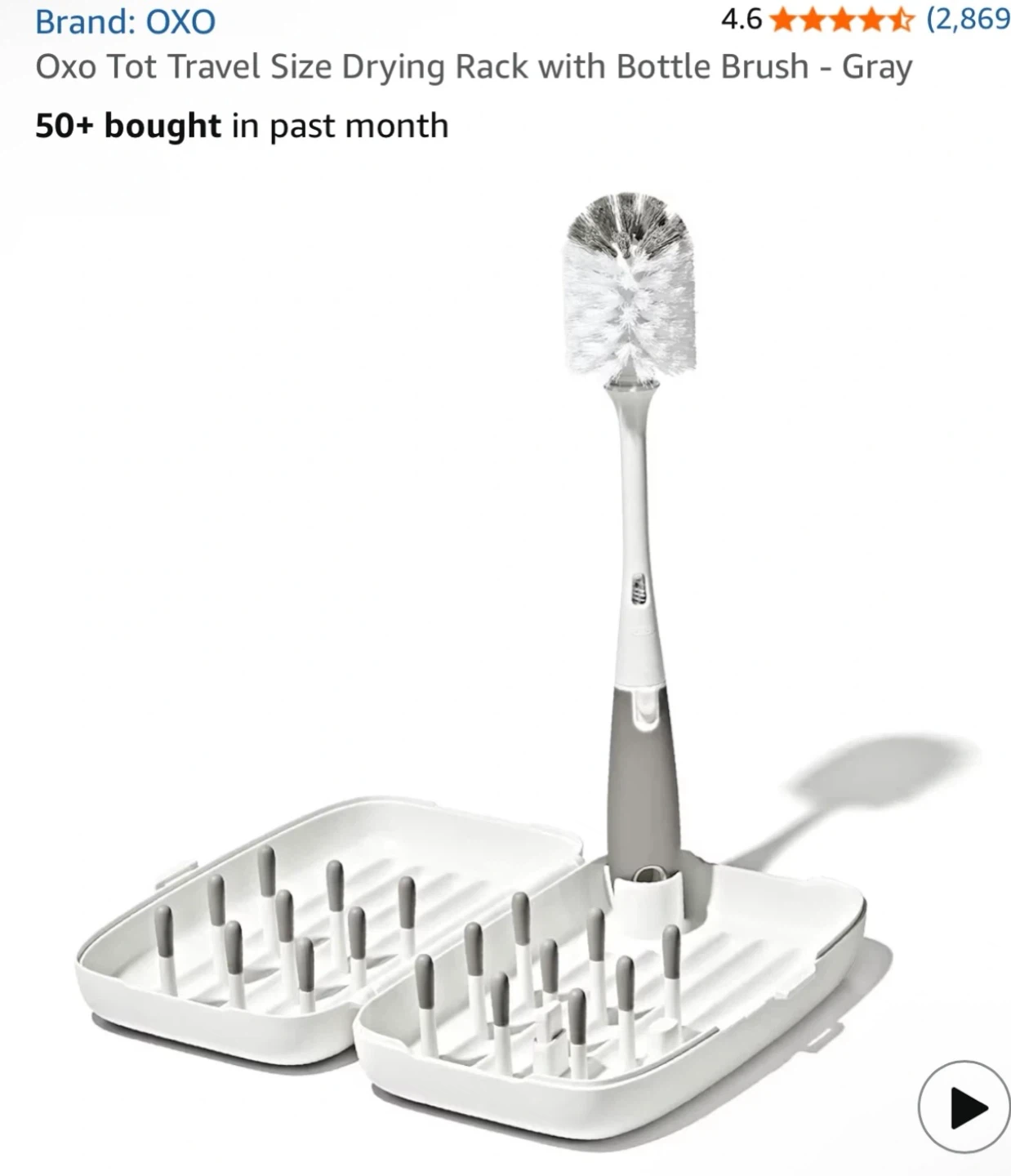 Oxo Tot Travel Drying Rack with Bottle Brush - Gray - photo 3