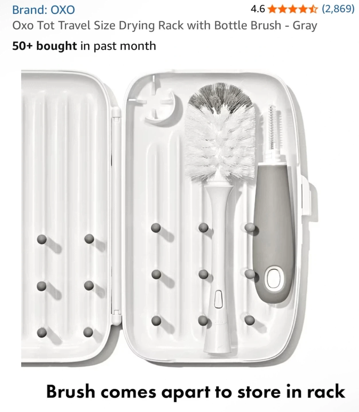 Oxo Tot Travel Drying Rack with Bottle Brush - Gray - photo 5