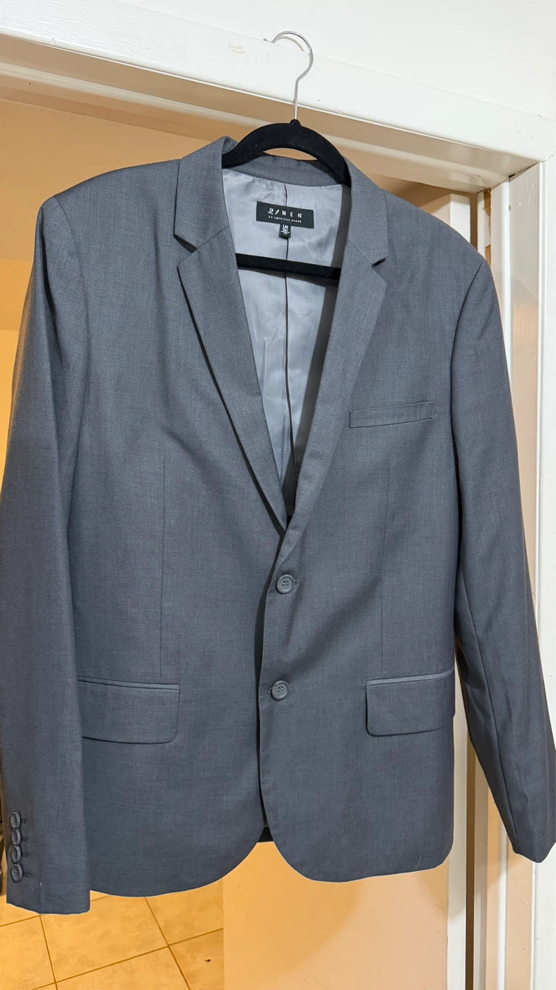 21 Men Grey Suit Jacket - Large
