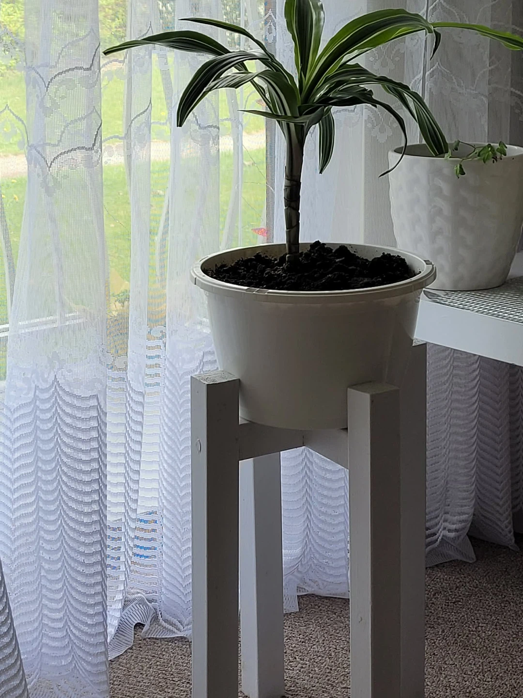 White Wooden Plant Stand - photo 2