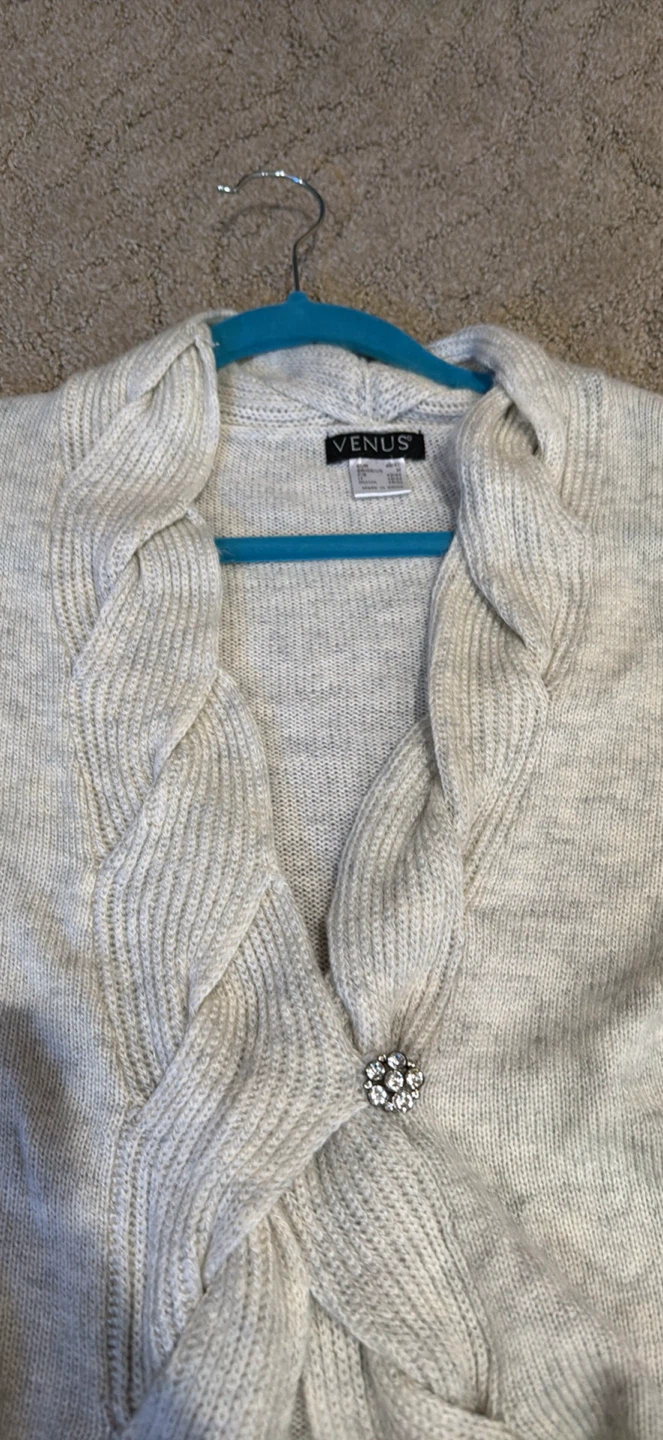 Venus Women's Light Grey Cardigan with Embellishment