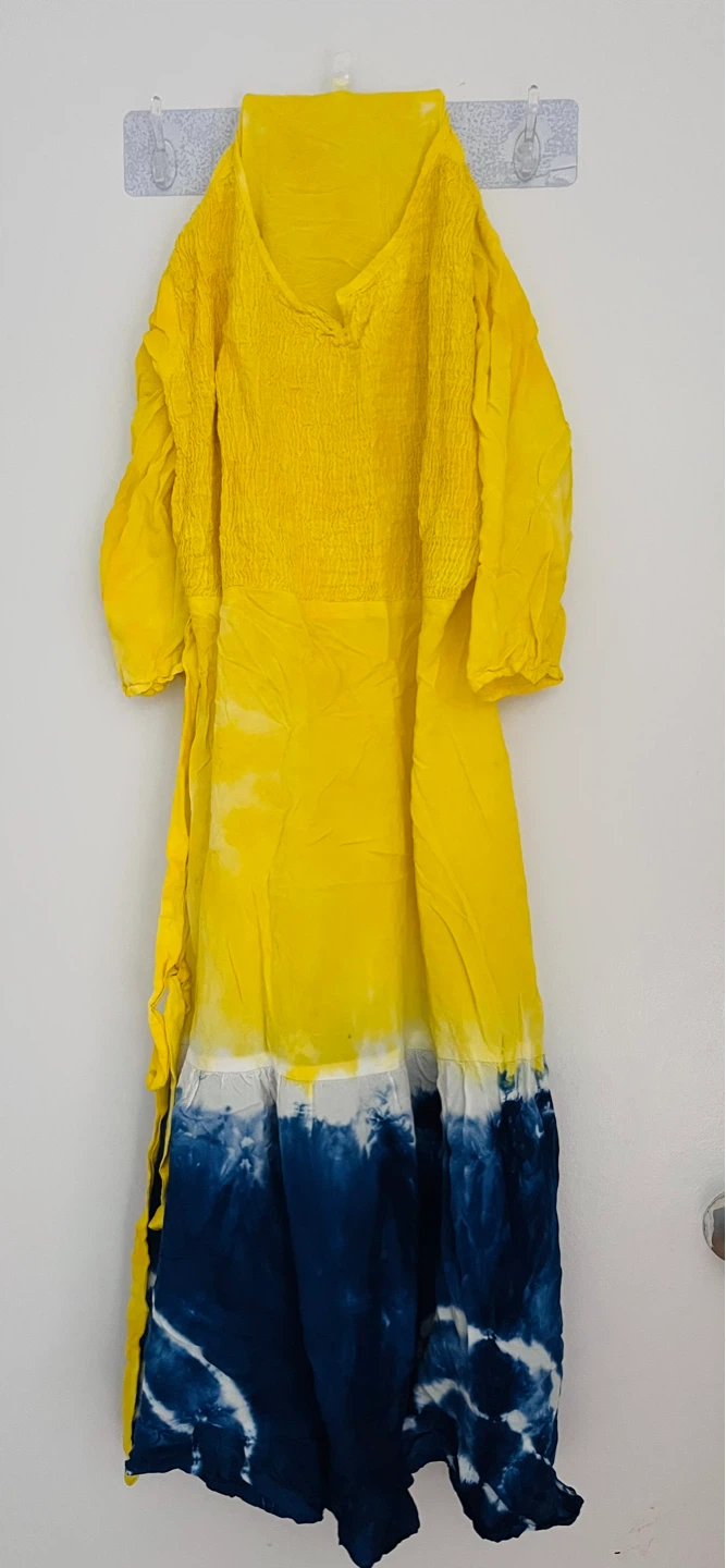 Yellow tie-dye maxi dress for summer