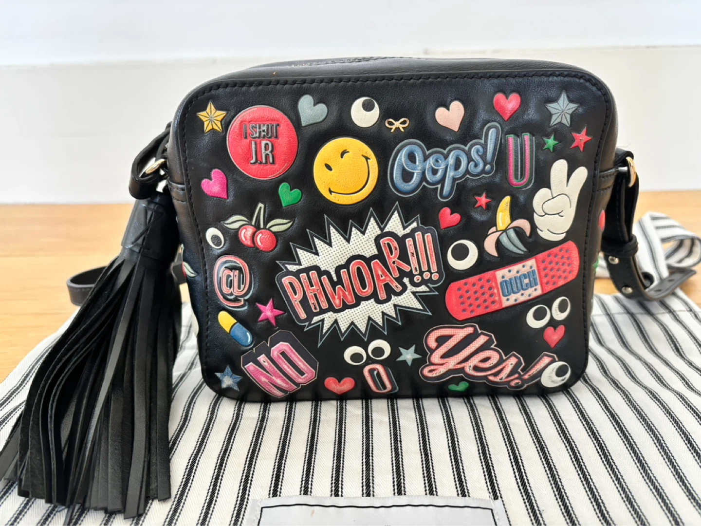 Anya Hindmarch authentic Black Leather Crossbody Bag