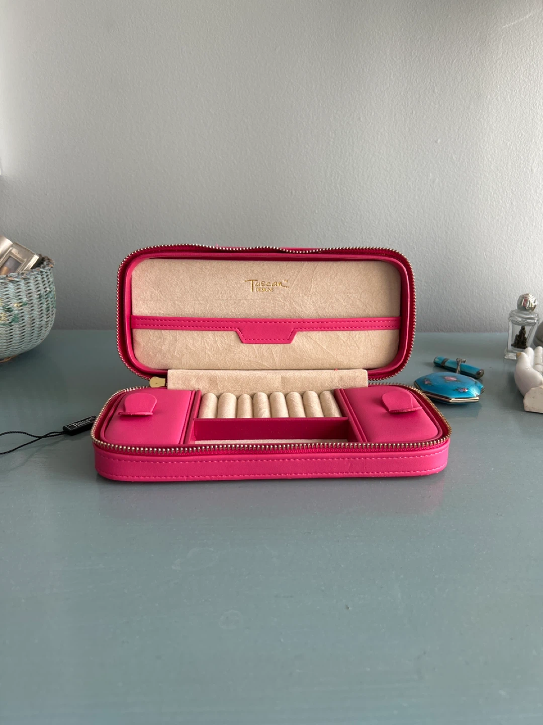 Italian leather Travel Jewelry Case tags still on