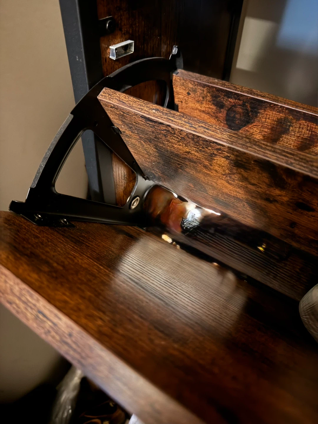Rustic Wood and Metal Shoe Cabinet - photo 5