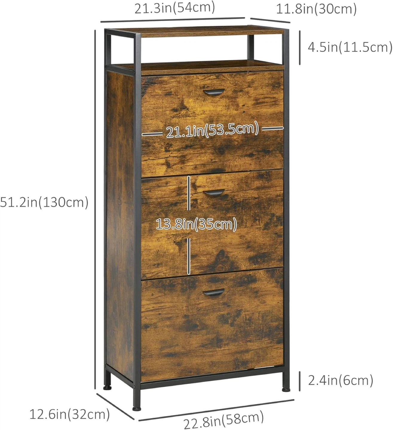 Rustic Wood and Metal Shoe Cabinet - photo 2