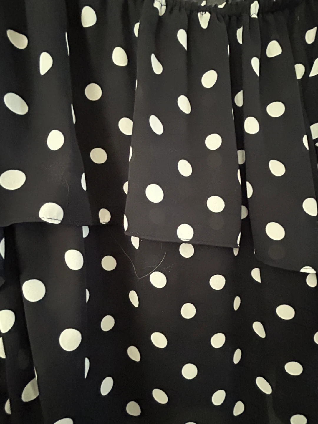 Navy s/m and White Polka Dot Off-the-Shoulder Blouse - photo 2