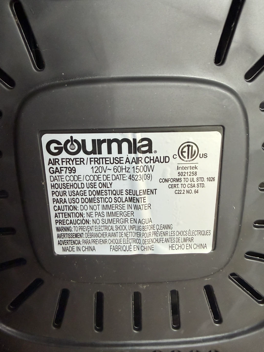 Gourmia Air Fryer GAF799 1500W - photo 3