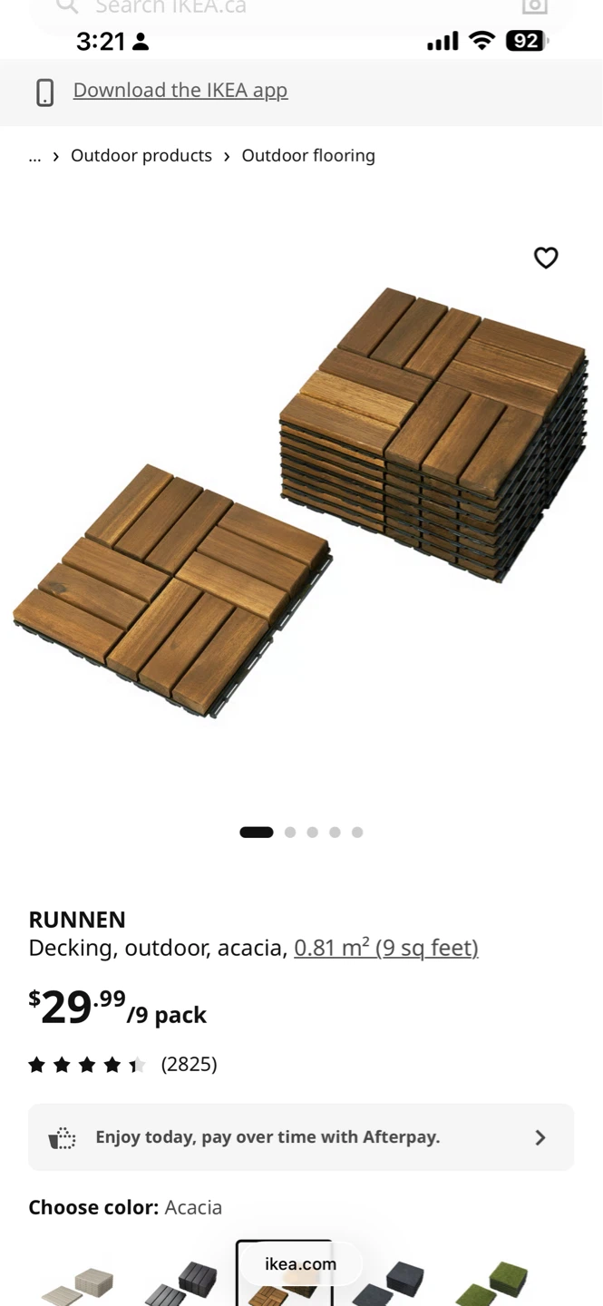 IKEA RUNNEN Outdoor Flooring Tiles - Acacia Wood