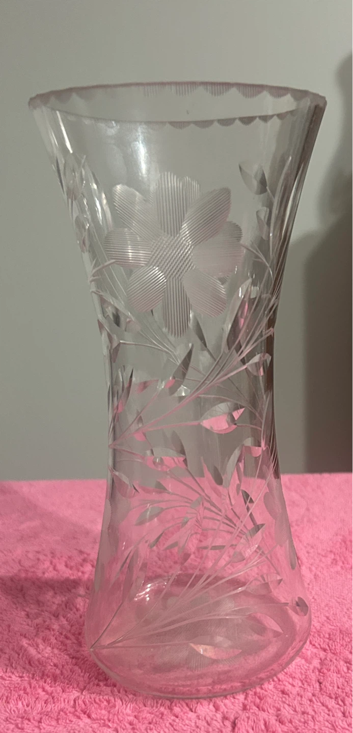 Vintage Cut Glass "Corset" Vase