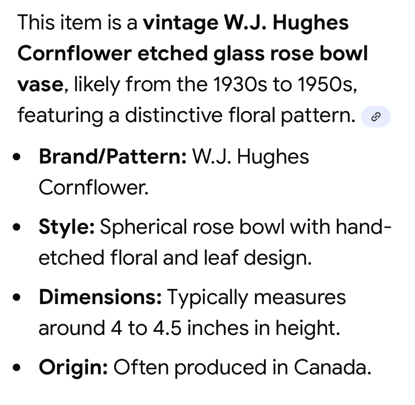 W.J. Hughes Cornflower Etched Crystal  Rose Bowl Vase - photo 3