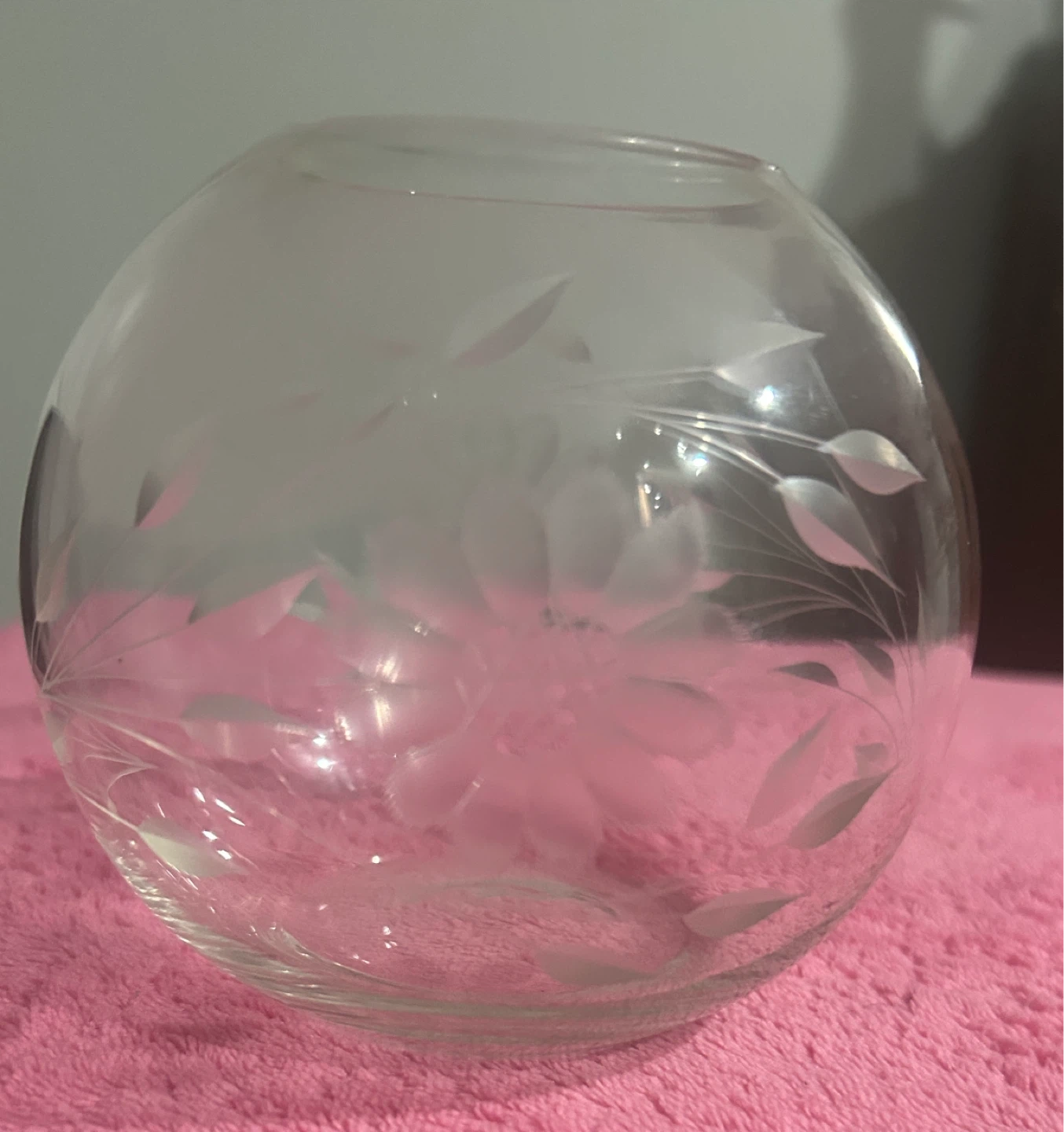 W.J. Hughes Cornflower Etched Crystal  Rose Bowl Vase - photo 2
