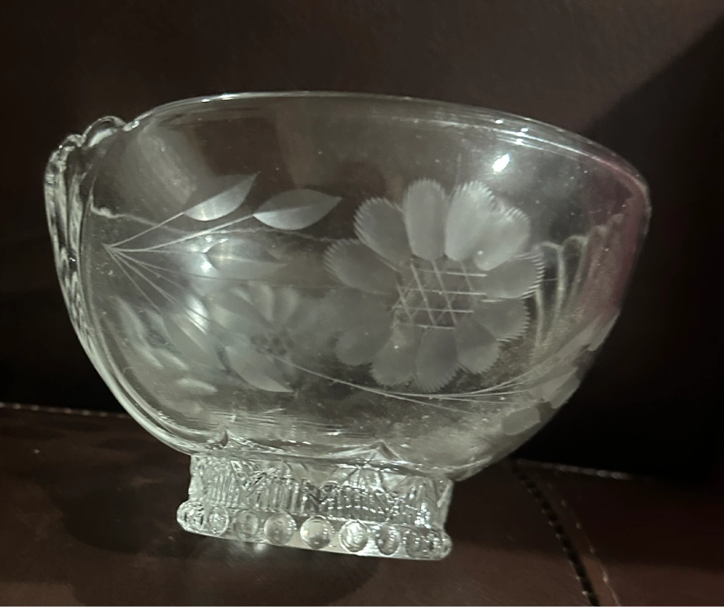 W.J. Hughes Cornflower Etched Glass Sugar Bowl